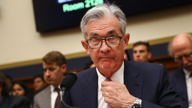 Fed chief Jerome Powell preparing to give his testimony in Washington.