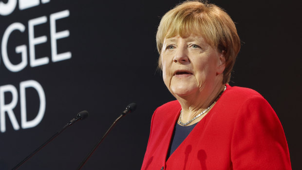 Angela Merkel receives the UNHCR Nansen Refugee Award  in Geneva last month. She’s been criticised for not doing more to avoid the war in Ukraine while in power.