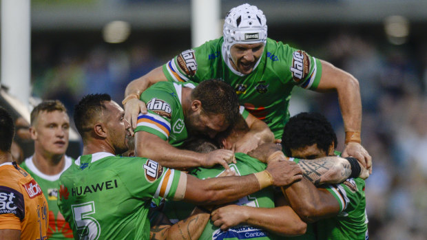 Top of the pile: Only  points difference now keeps Canberra off the top of the NRL ladder. 