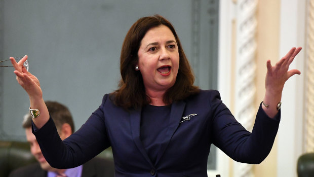 Queensland Premier Annastacia Palaszczuk speaks during Question Time at Parliament House.