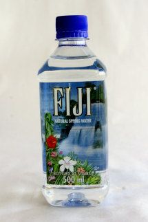 Fiji water natural spring water bottled from source in Fiji.