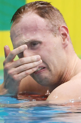 Matthew Wilson was distraught after missing the qualifying time in the 200m breaststroke. 