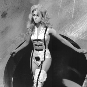 Jane Fonda performs in the 1968 film Barbarella.