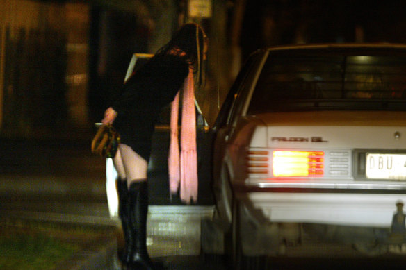 A street sex worker in St Kilda in 2004.