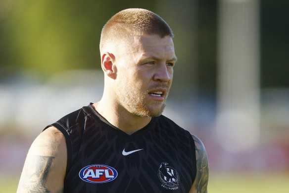 Jordan De Goey at Magpies training on Saturday.