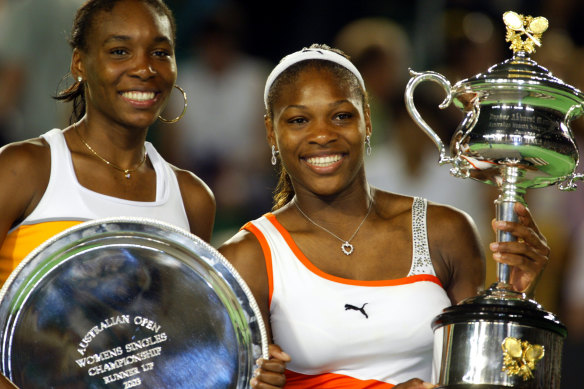 Serena Williams after winning the final against sister Venus at Australian Open in 2003.