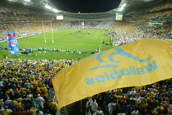 A packed Stadium Australia for the 2003 Rugby World Cup final between the Wallabies and England.