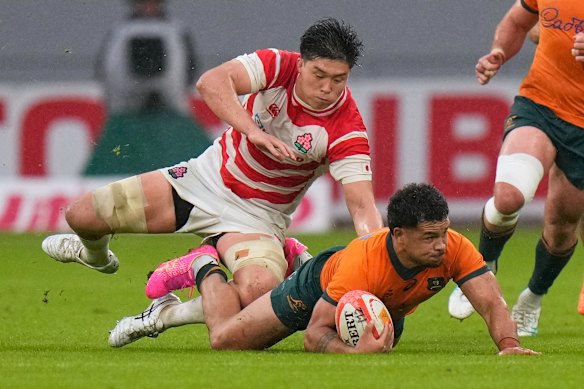 Hunter Paisami played for the Wallabies against Japan in Tokyo last year.