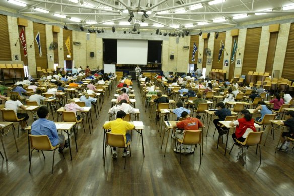 Students sitting the selective school exam.