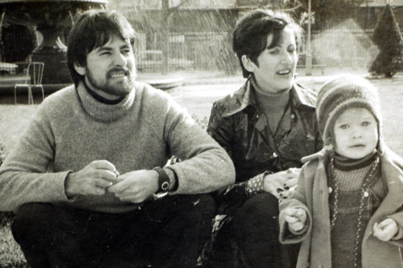 With husband Peter and daughter Sophie in Paris in the 1970s.