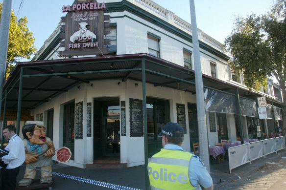 La Porcella in 2004 after Andrew Veniamin was shot dead in the back of the eatery.