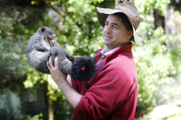 David Lindenmayer with a mountain brushtail possum in 2004.