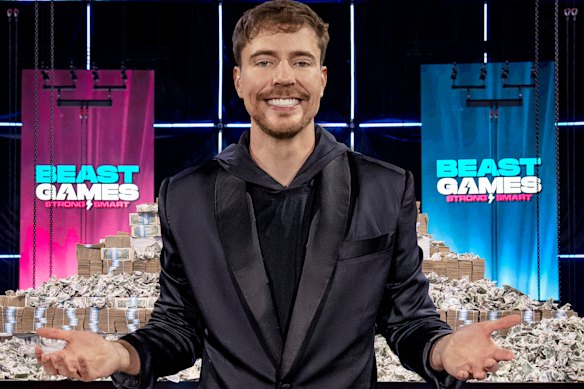 MrBeast (aka Jimmy Donaldson), giving his all on his reality show Beast Games.