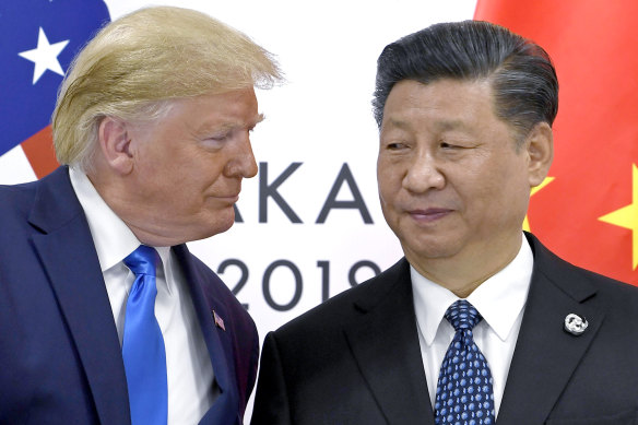 US President Donald Trump with Chinese President Xi Jinping in 2019. The Trump administration’s China policies were probably the most antagonistic of any US presidency since the height of the Cold War in the 1960s. 