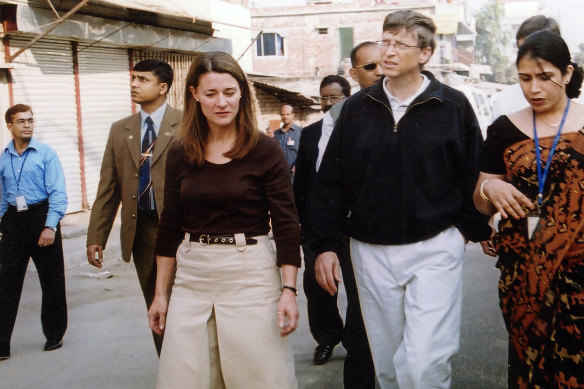 Melinda and Bill Gates in Bangladesh in 2005.