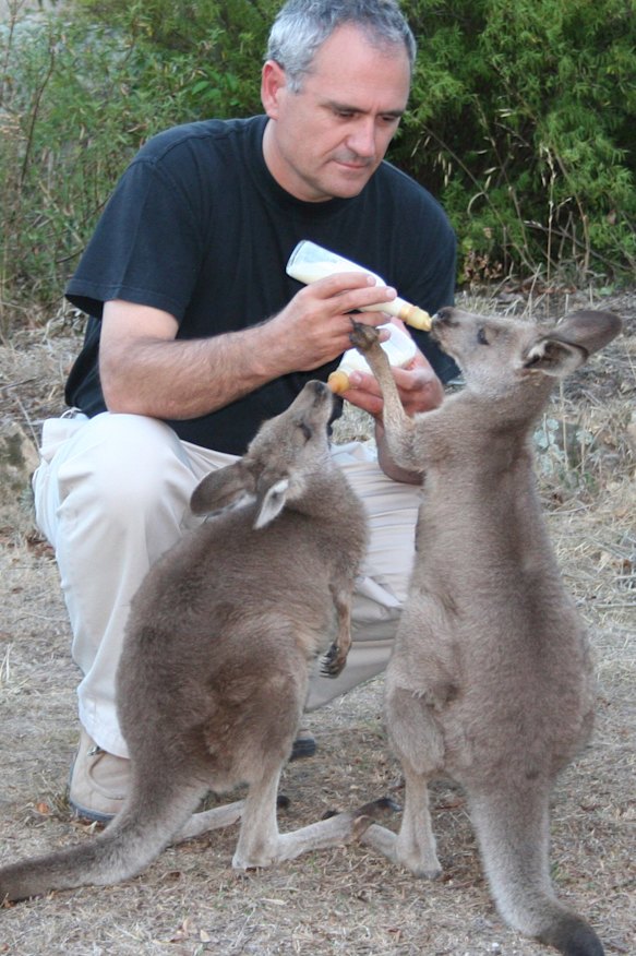Dr Henry caring for wildlife at his home in 2010.