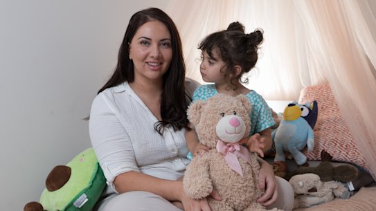 Sarah Novelli, with daughter Adriana, 3, said she could not do her senior executive job without flexible work.