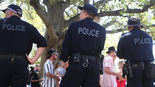 Police patrol outside Field Day on New Years Day
