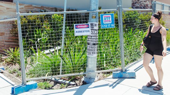 This gardenbed on Lilyfield Road, unfenced before Saturday, is the latest to be found to contain asbestos.