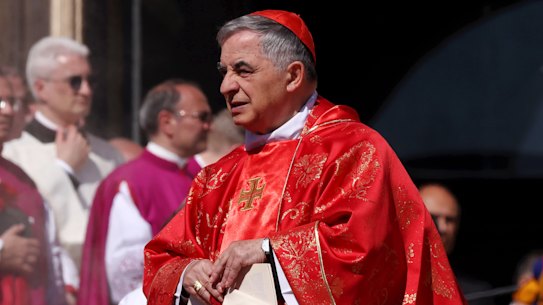 Cardinal Giovanni Angelo Becciu attending Pope Francis’ in St Peter’s Square last week.
