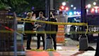 Law enforcement at the scene after two staff members of the Israeli embassy in Washington were shot and killed outside the Capital Jewish Museum.