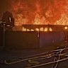 This photo provided by the Ukrainian Emergency Service shows a fire following a Russian attack in the Kyiv region on Wednesday.