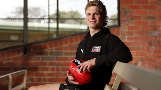 Ben Hobbs at the AFL Draft training day at Trevor Barker Oval.