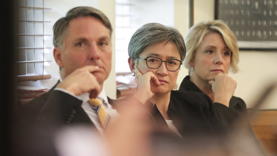 Labor deputy leader Richard Marles, foreign affairs spokeswoman Penny Wong and deputy senate leader Kristina Keneally. 