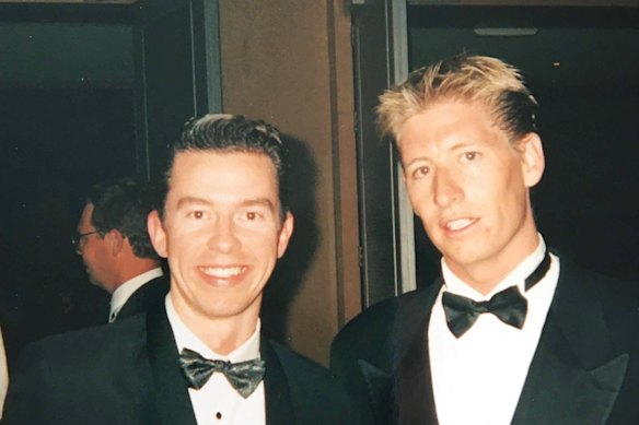 Stephen Brook (left) and Grant in 1998.