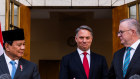 Indonesia President-elect Prabowo Subianto, Richard Marles and Anthony Albanese  at Parliament House last week.
