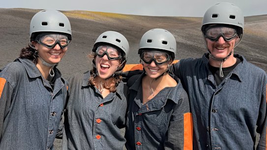 The author, second from left, on a volcano in Nicaragua.