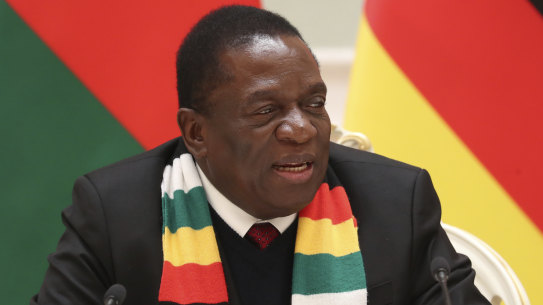 Zimbabwe's President Emmerson Mnangagwa. An economic crisis is forcing greater numbers of people onto food handouts.