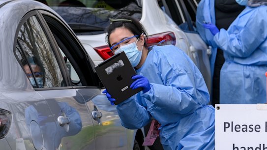 COVID-19 testing at Albert Park.