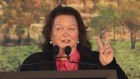 Gina Rinehart appears at the Bush Summit in Perth.