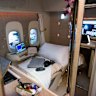 Emirates first class on the Boeing 777 feature floor-to-ceiling walls and sliding doors.