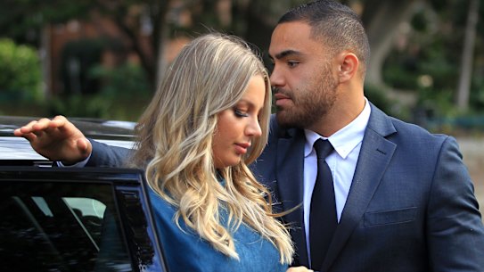 Dylan Walker and Alex Ivkovic arrive at Manly Local Court together on Friday morning