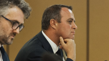 Tim Wilson chairing the franking credit public hearing in Chatswood on Friday. 