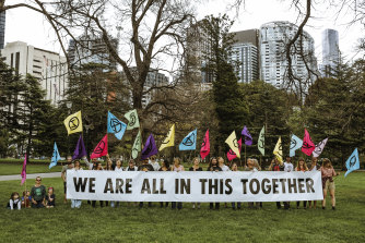 Extinction Rebellion protesters are camping in Carlton Gardens in Melbourne.
