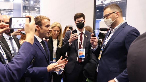 President of France Emmanuel Macron responds to questions from Australian journalists.