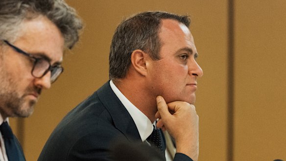 Tim Wilson chairing the franking credit public hearing in Chatswood on Friday. 