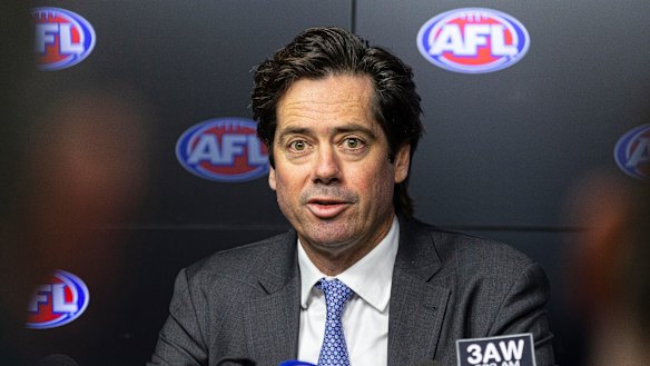 AFL chief executive Gillon McLachlan faces the media.