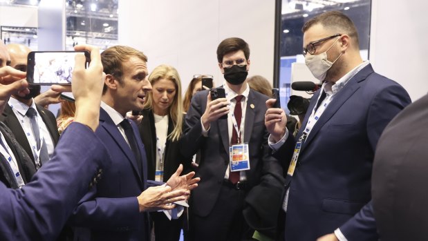 President of France Emmanuel Macron responds to questions from Australian journalists.