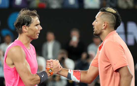 Nick Kyrgios lost a brilliant four-set encounter against Rafael Nadal.