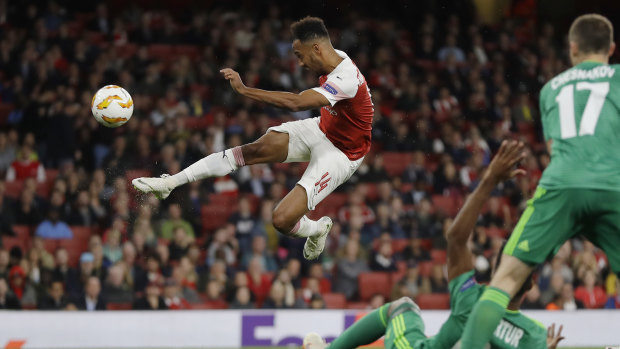 Arsenal's Pierre-Emerick Aubameyang was in scintillating form in the Europa League.