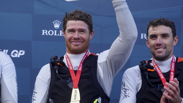Tom Slingsby (left) and his Australian team took out the latest round of the SailGP series.