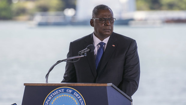 US Secretary of Defence Lloyd Austin,  speaks at a change of command ceremony for the US Indo-Pacific Command in Hawaii on Friday.