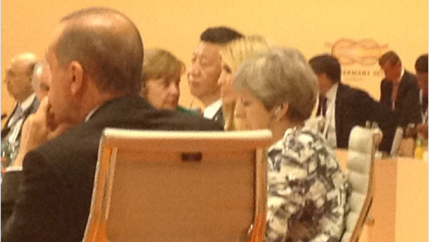Taking her father's seat at the G20 meeting in Hamburg last year, Ivanka Trump, seated between Xi Jinping and Britain's Theresa May. 