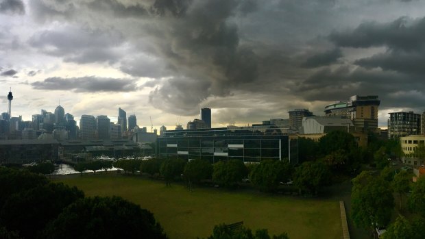 Storm clouds darken Sydney skies.