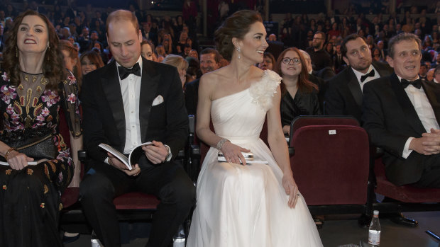 Regally bland ... Prince William and Catherine, Duchess of Cambridge at the BAFTAs.