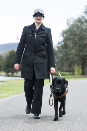 Jo Weir with her guide dog Wiley